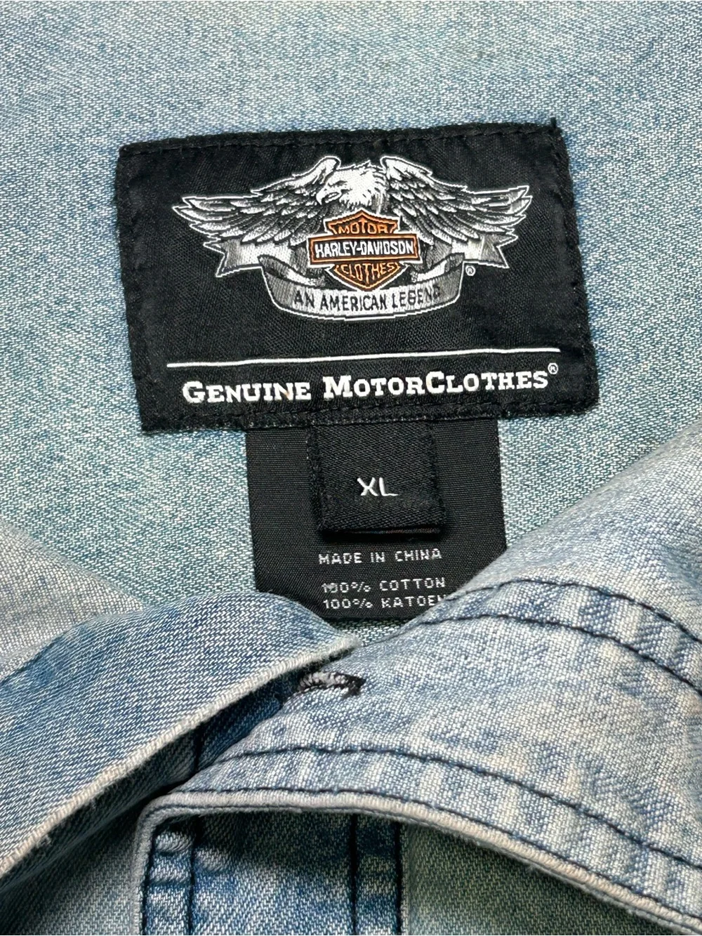 Harley-Davidson Men’s XL Distressed Faded Denim Vest Shirt Sleeveless